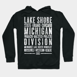 Chicago Illinois minimalist streets map - Black Hoodie